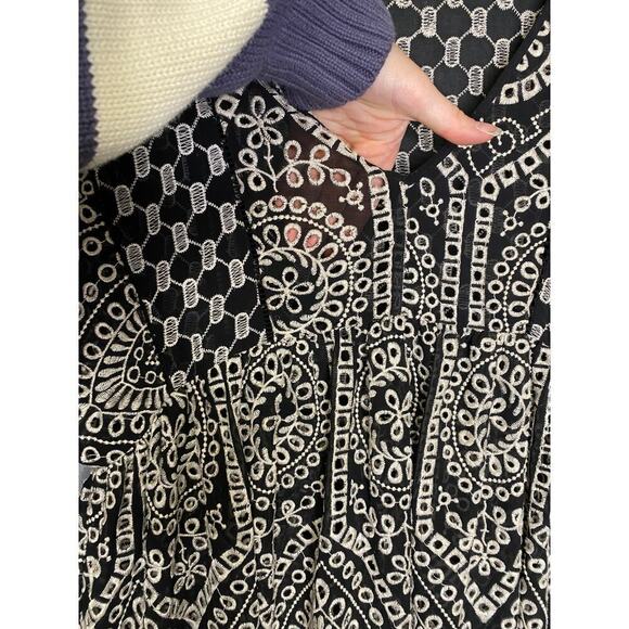 Anthropologie Akemi Kin Brooke eyelet swing dress sheer embroidered boho 4 - Picture 6 of 11